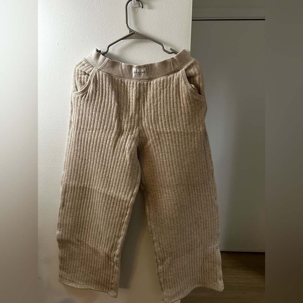 Aerie Ribbed Light Beige Pants